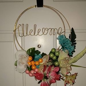 "Welcome" Metal Hoop Wreath